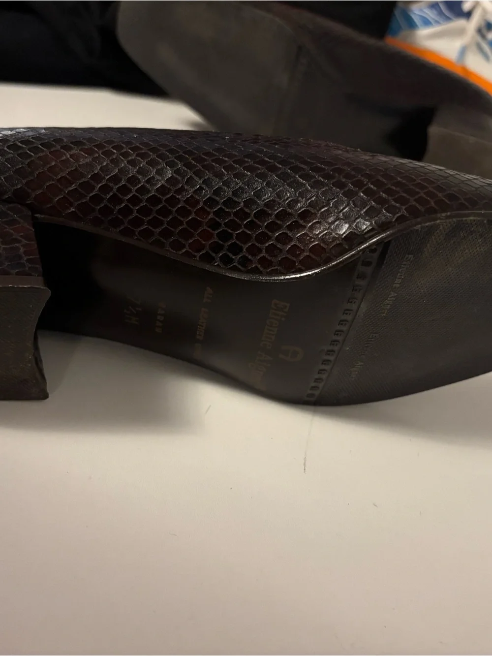 Etienne Aigner Burgundy Snake-Print Pumps